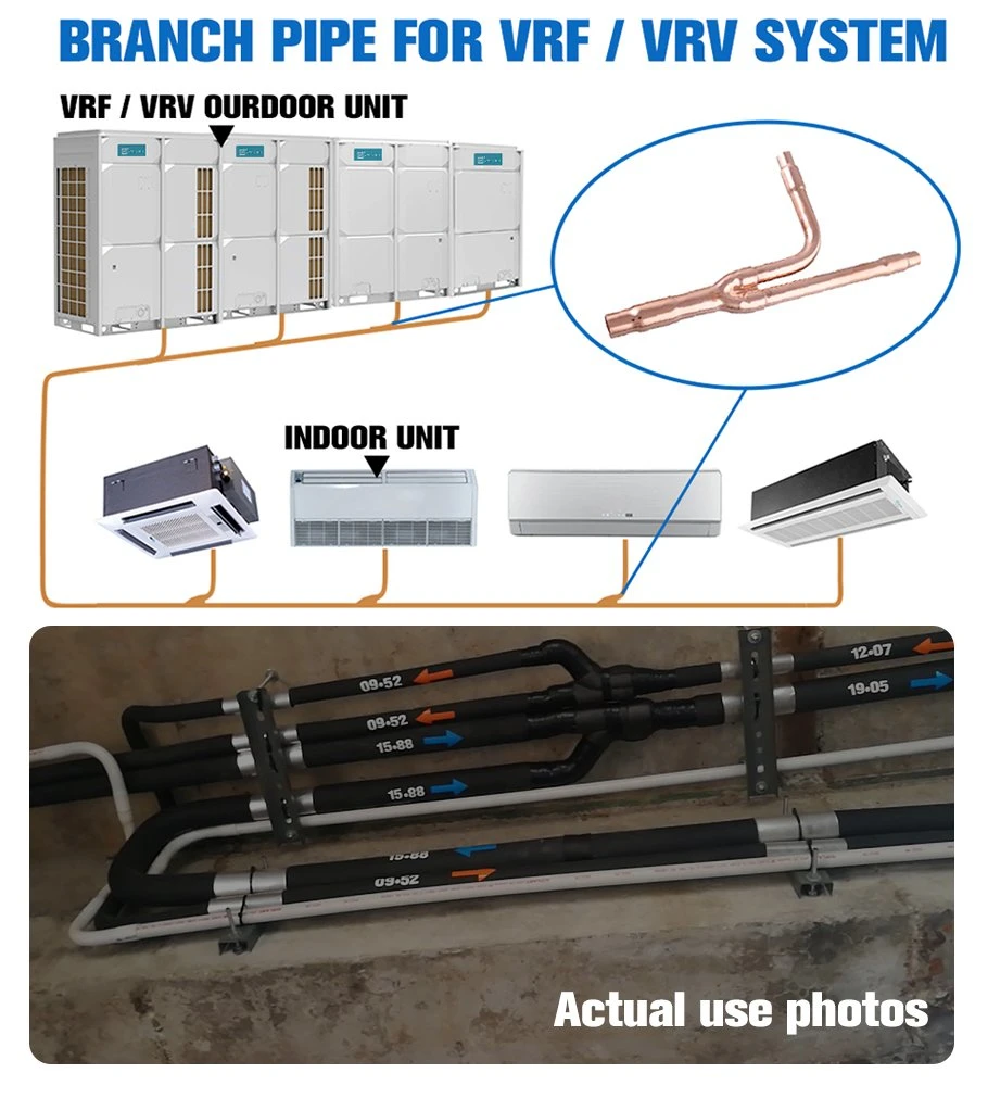 Hailiang Branch Joint Pipe Vrv Vrf Zentrales Klimaanlagensystem Y Refnet Pipr für Midea Fqzhn-01 02 03 04 05 Klimaanlage