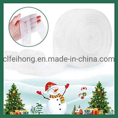 Factory OEM Polyester Colorful Organza Ribbon Eco Friendly Plain Sheer Organza Ribbon Roll for Gift Packing Christmas Festival Shoe Hair Accessories White Color