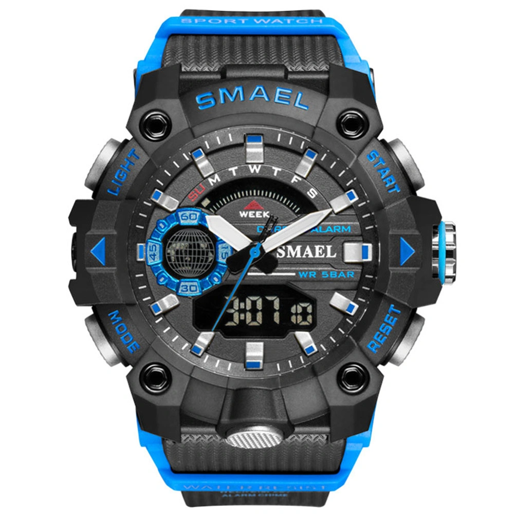 Exterior de color caqui ver hombres multifunción de la Electronic Sports Watch Reloj alarma luminosa pantalla doble