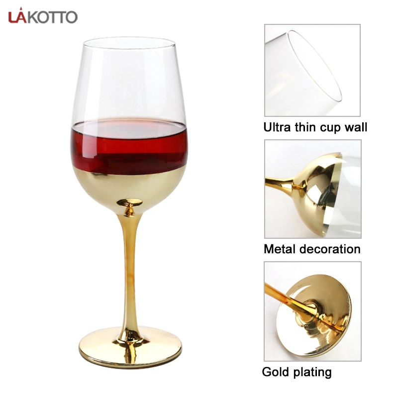 Unique Luxury Fancy Rodada 460ml Electroplated artesanais Crystal Rose Gold derivava copo de vinho Cocktail Óculos Caliciformes