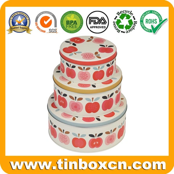 Round Christmas Tin Box Set for Metal Gift Box Packaging