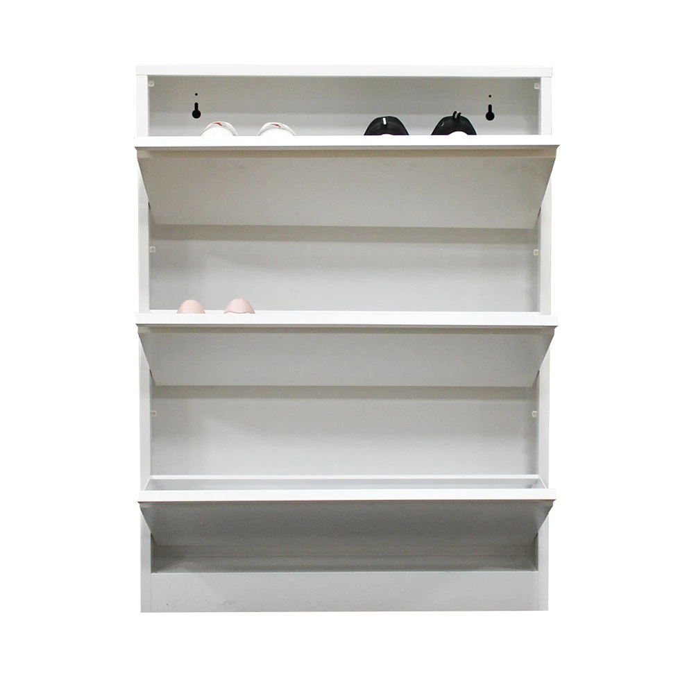 Weiß Moderne Stahl Schuhschrank Storage Rack Haushalt Drei-Schicht Rotierenden Schuhregal