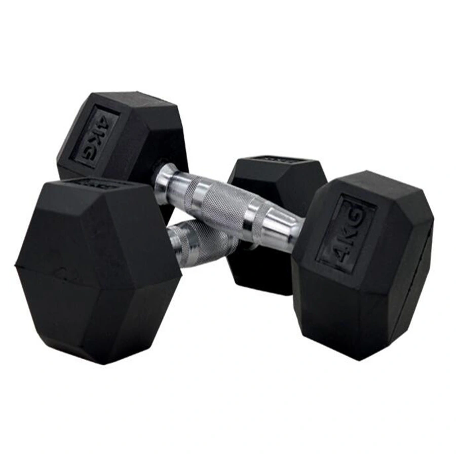 Hot Competitive Price Black Hex Rubber Dumbbell