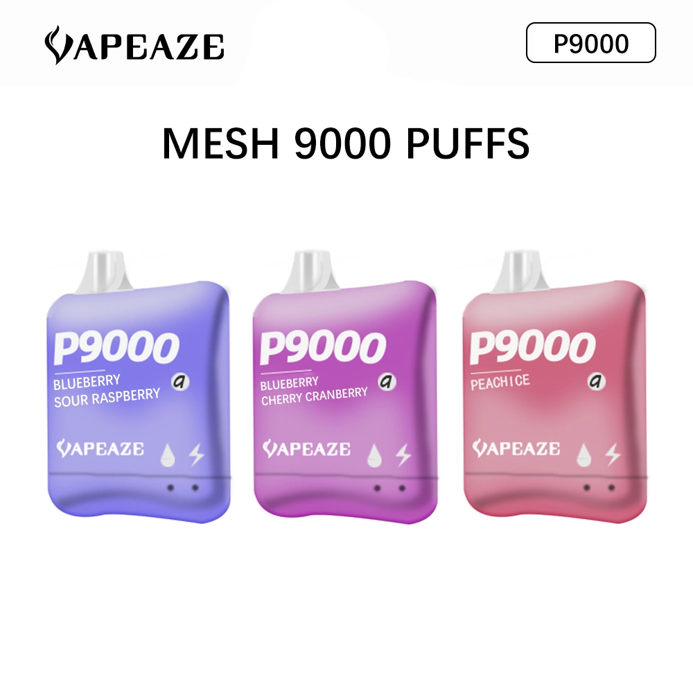 2023 Box Type Vape Pen Eco-Friendly P9000 Mesh 9000 Puffs Disposable Pod Box OEM E-Cigarette Puff Box Rechargeable Variety of Flavors and Gradient Colors