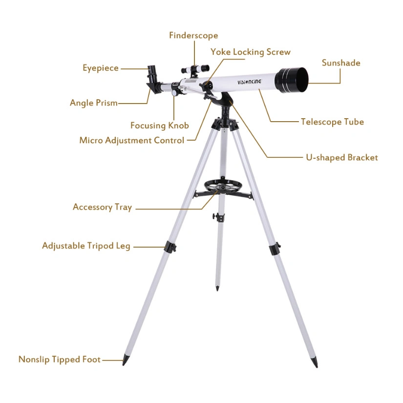 70060mm Refractor telescopio astronómico Monocular buscador de Espacio de observación del cielo