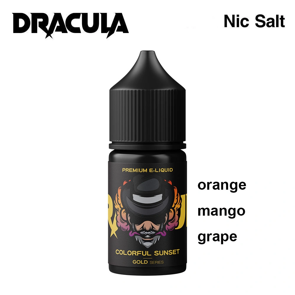 Dracula Gold Bunte Sonnenuntergang Nikotin Salz E-Liquid, 6: 4, 50mg, 30ml, fruchtiger E-Saft Großhandel Lieferant, für OEM &amp; ODM verfügbar