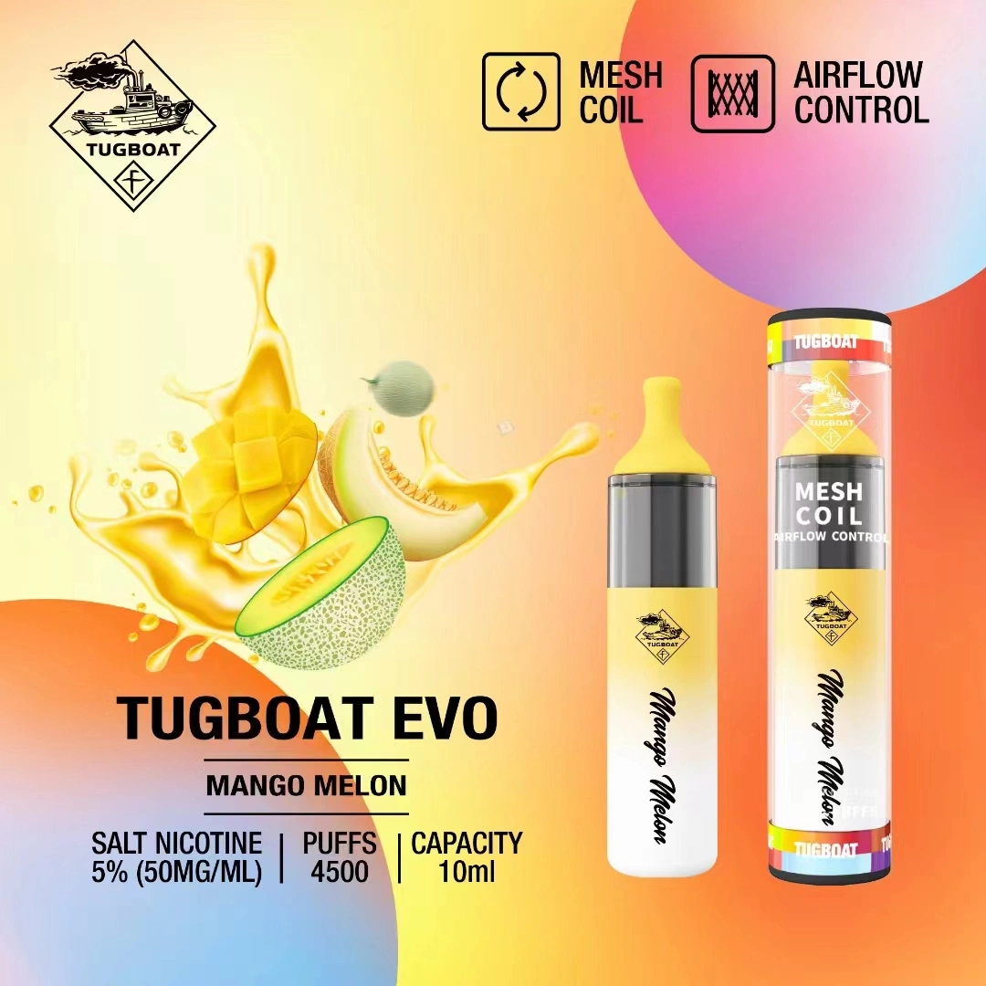 Personalisiere Tugboat Evo 4500 Puffs LED-Leuchten Akku-Stift Vape 850mAh Vaporizer 10ml vorgefülltes Gerät Geschmack