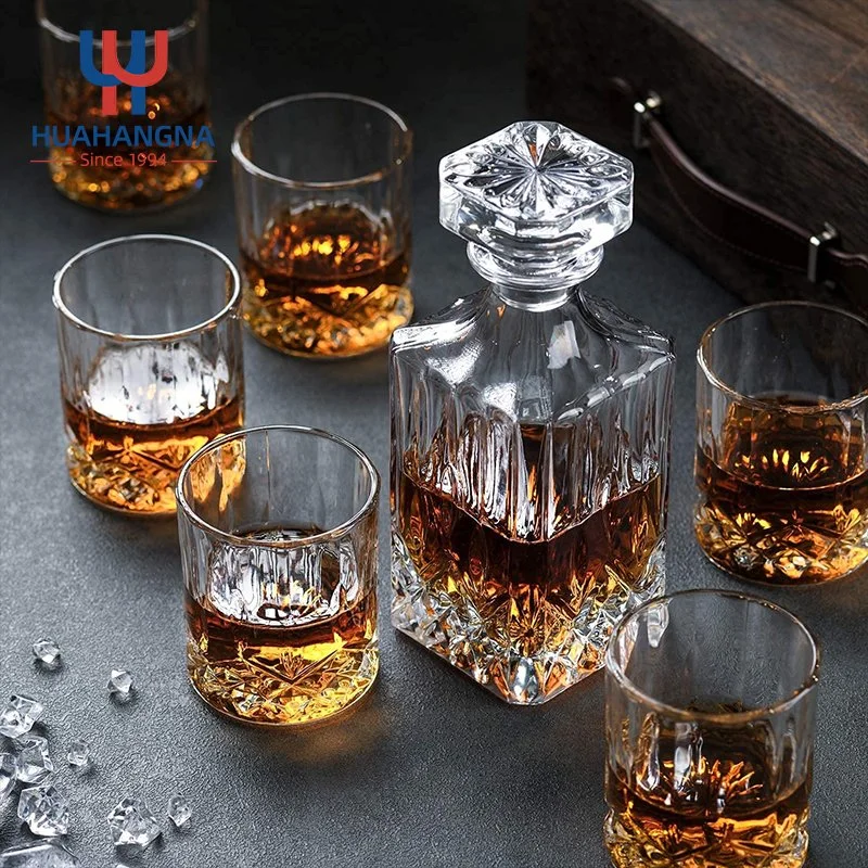 Luxury Decanter Glass Wooden Box Whiskey Set with Gift Boxes