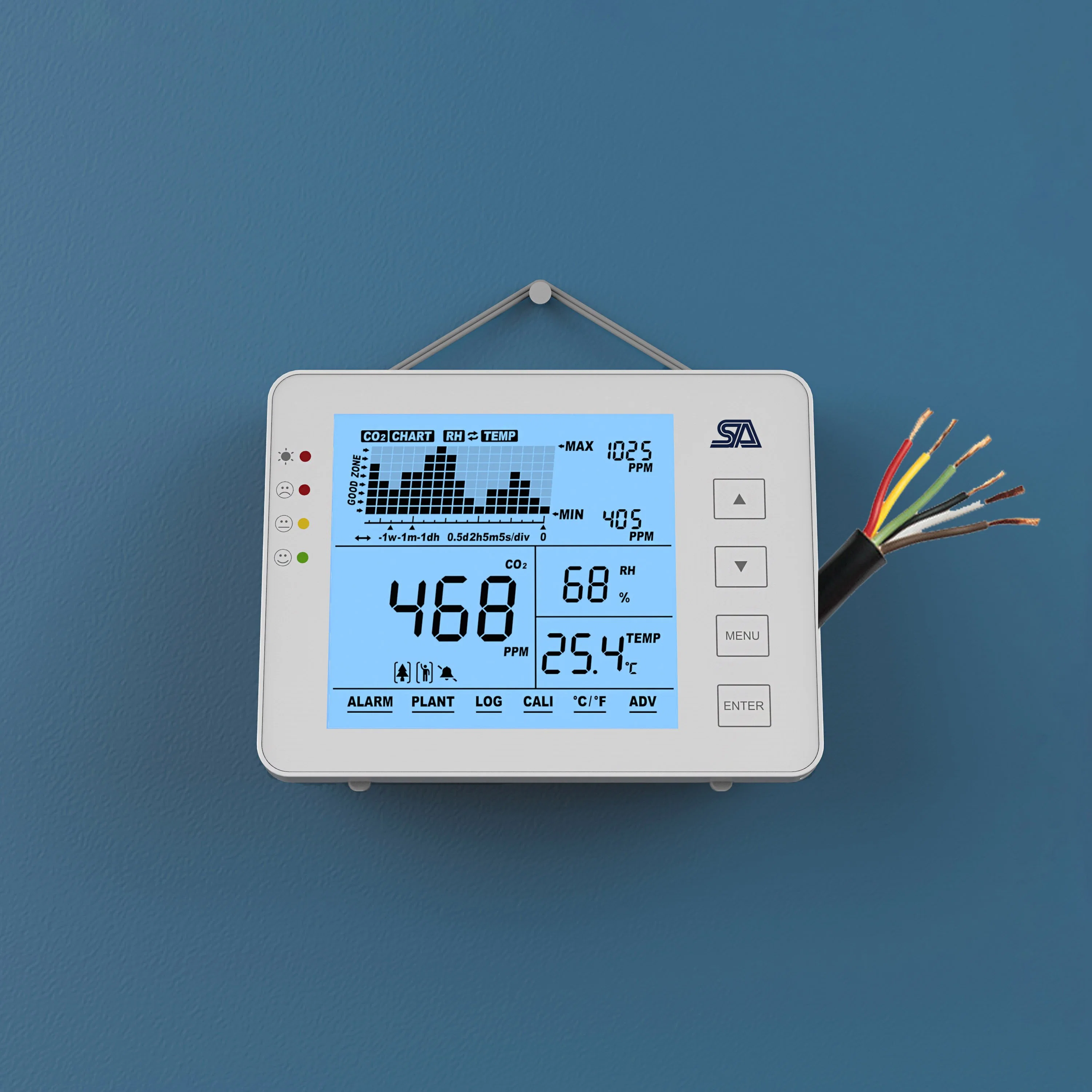 Aqi Monitor de calidad del aire interior de la controladora de ventilación de CO2