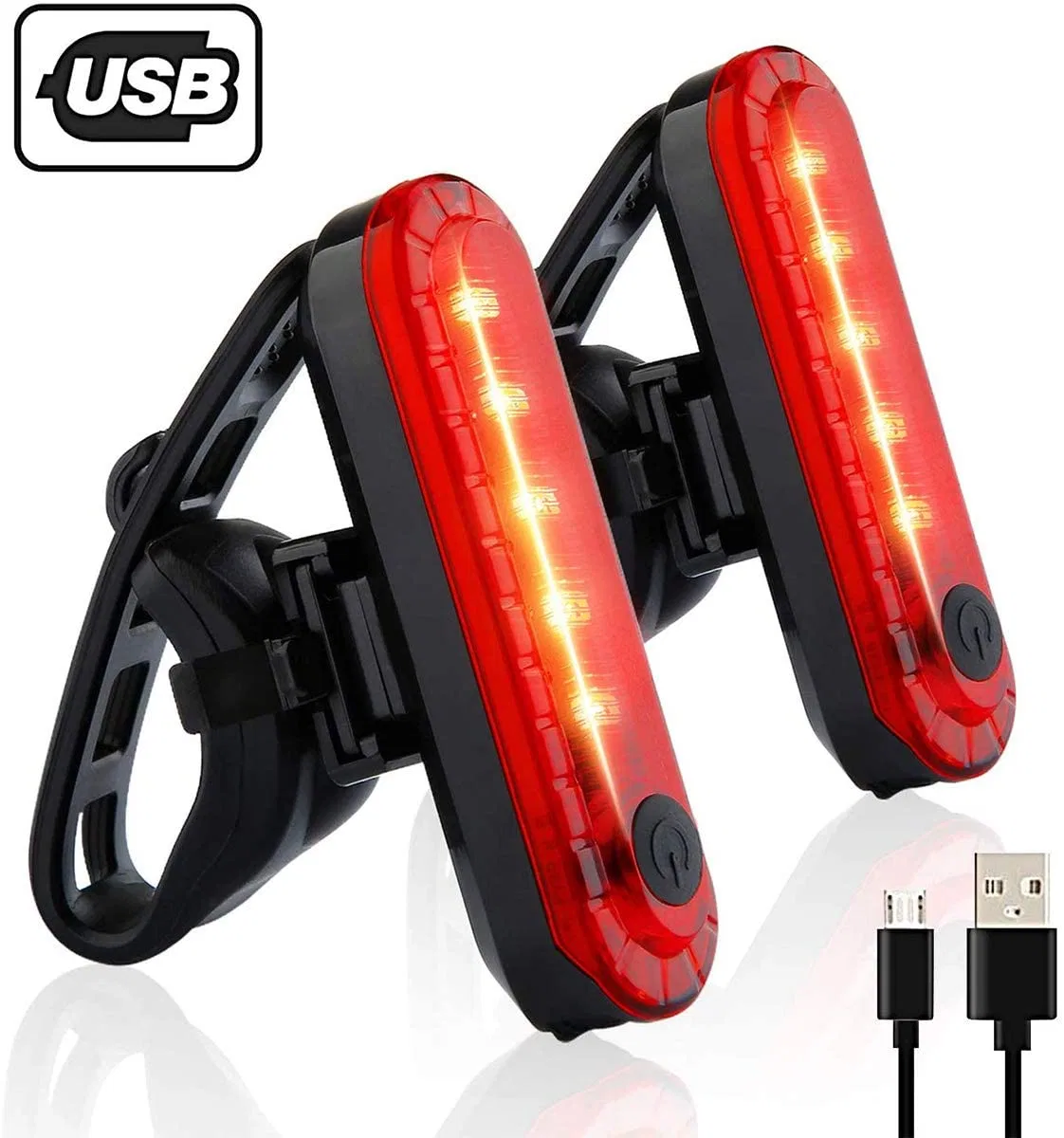 USB Rechargeable Helmet Road Backpack 2 Packs Bike Rear Light