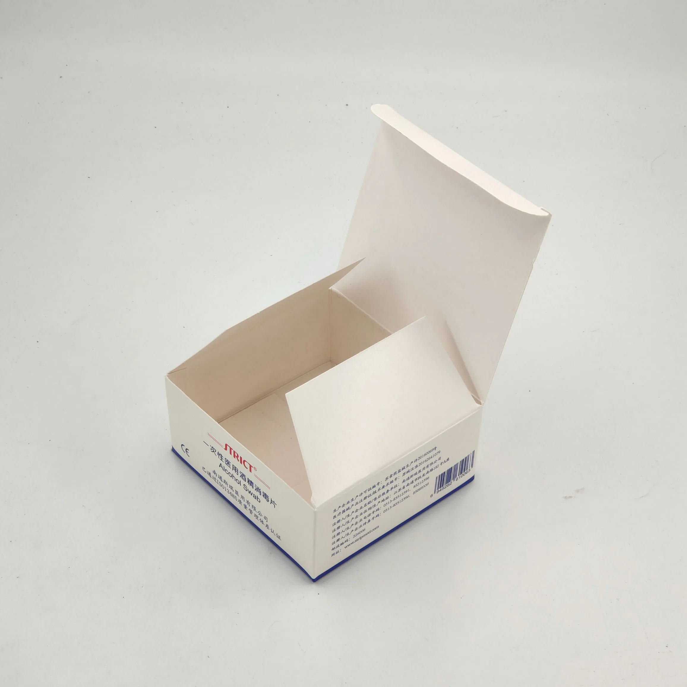 Automatic Bottom Locking Card Box Alcohol Swab Packaging Customized Cardboard Packing Box