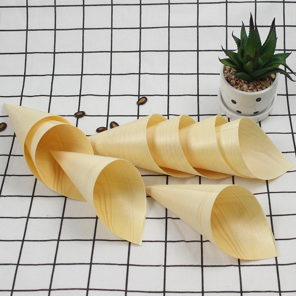Directa de Fábrica de madera desechables cono de helado cono Sushi cono Snack