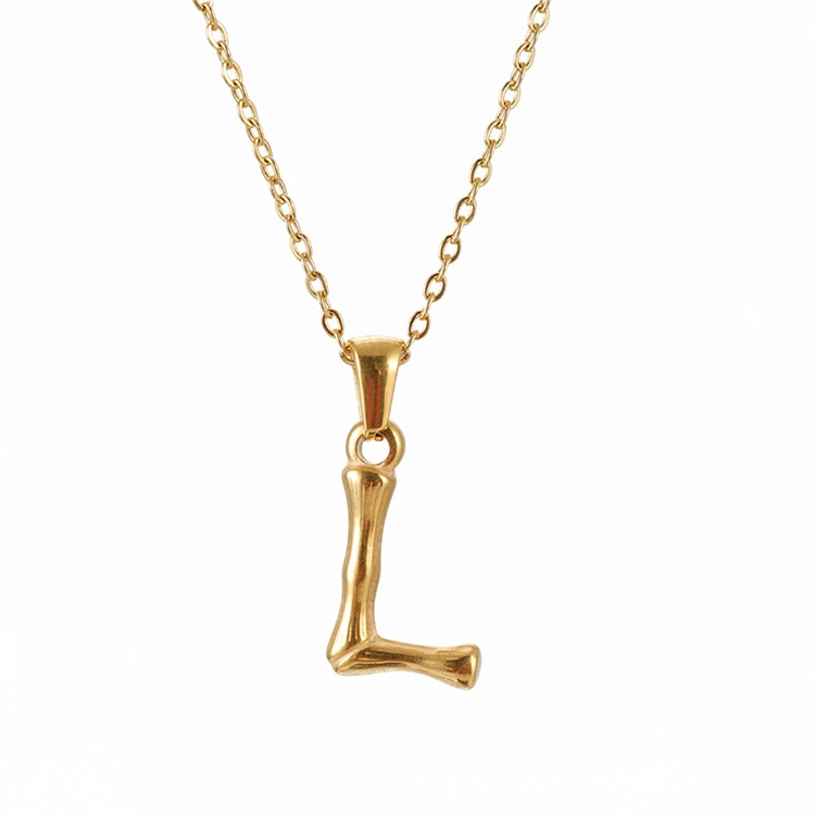 Stainless Steel Gold Initial Letter K Pendant Monogram Necklace Jewelry Women