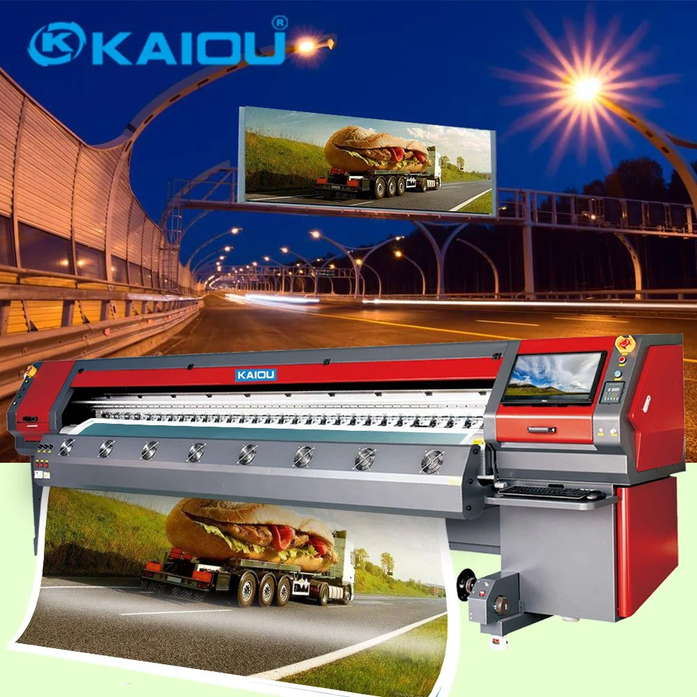 Kaiou Venta caliente Formato gigante de publicidad Indoor Plotter 9000K Eco-Solvent máquina de impresión con tintas solventes