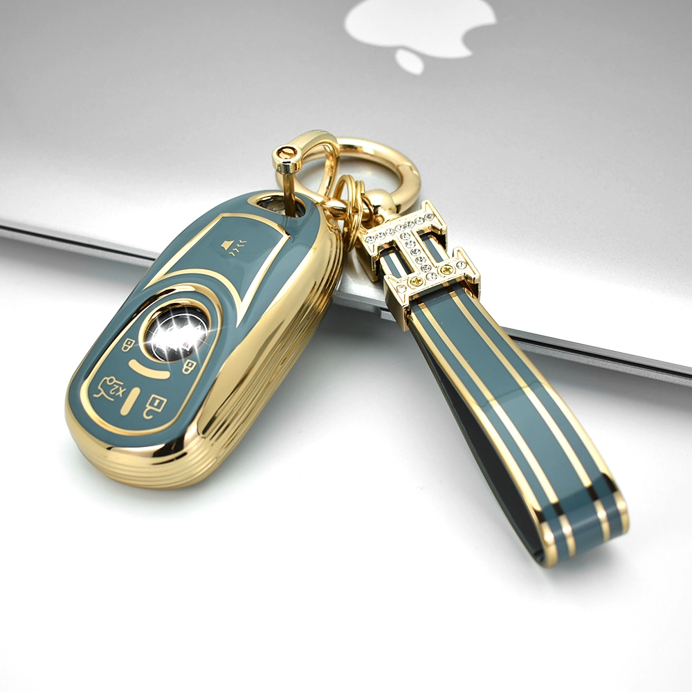 Soft Plastic TPU Golden Edge Car Key Cover for Buick