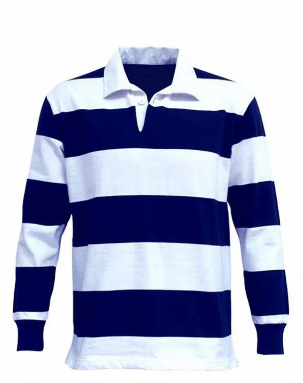 Custom Long Sleeve Striped Cotton Rugby Shirt Knitted Rugby Jersey