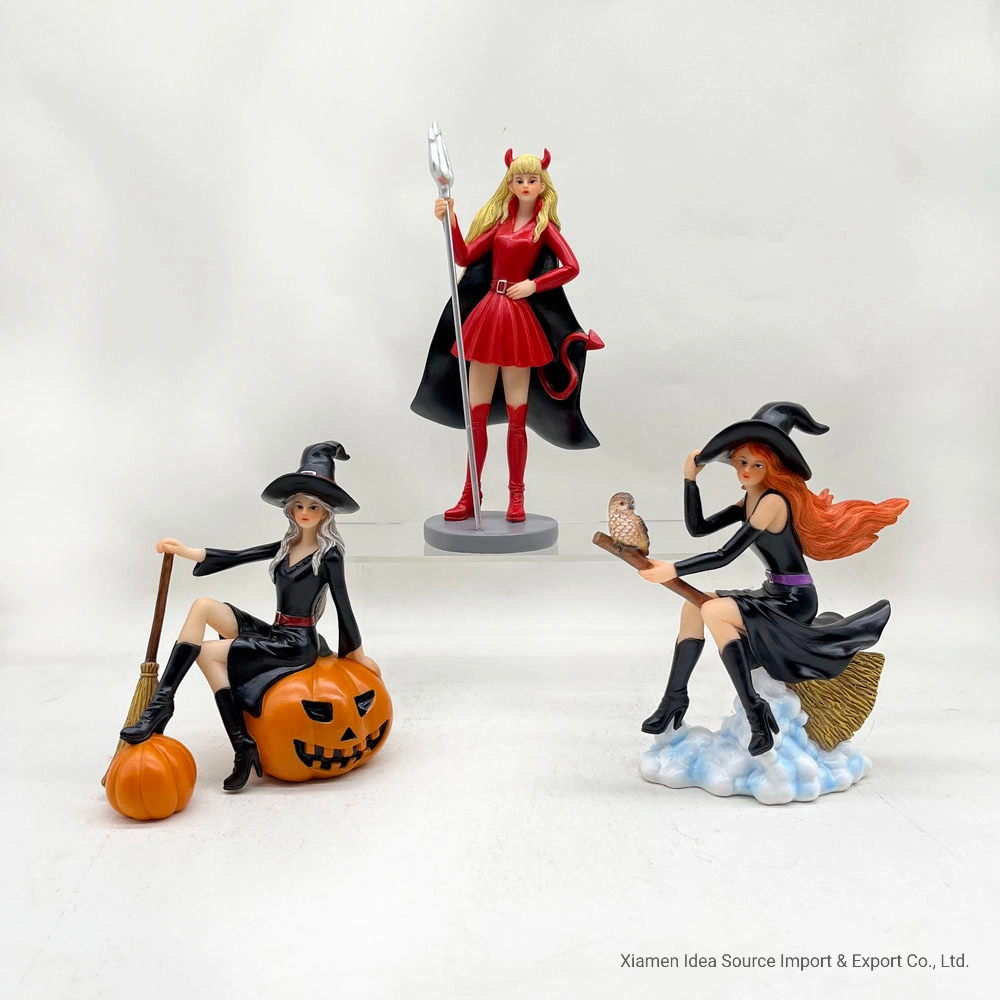 Latest New Design Halloween Holiday Home Decoration Gift Factory Wholesale/Supplier Resin Young Witch Figurine