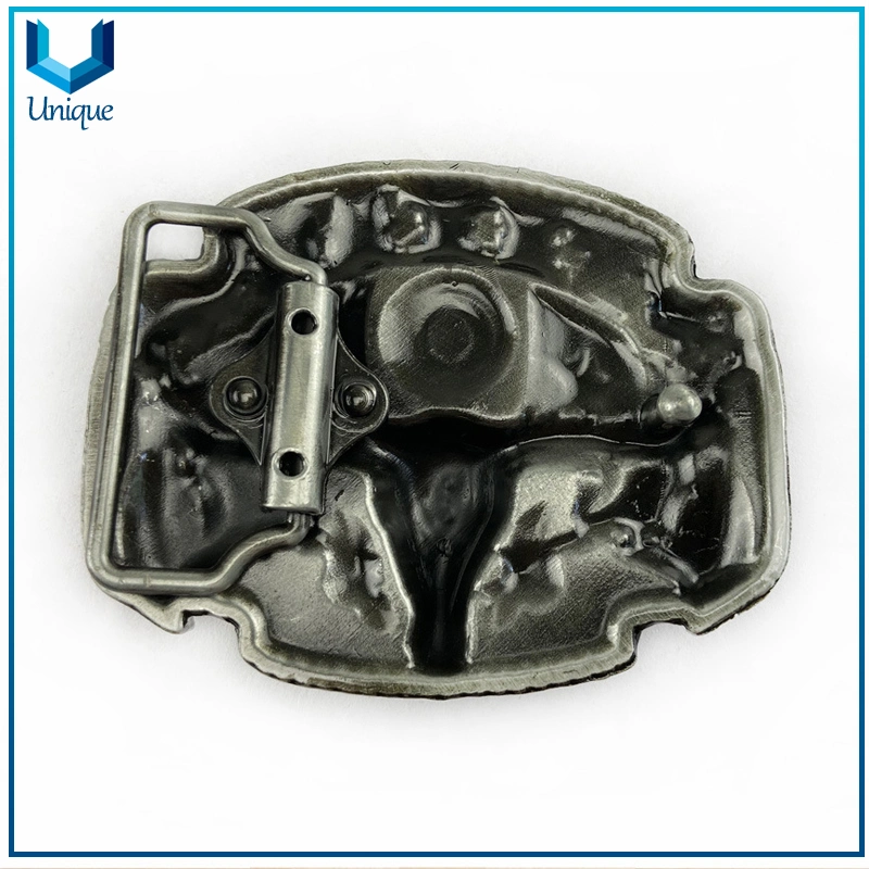 High 3D Cow Logo Metal Buckle, Metal Crafts Manufacturers Solid Brass Name Western Parts Custom Belt Buckle