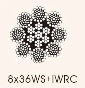 8X36ws e corda de aço Iwrc para mina de Pit aberta e escavadoras elétricas Cabo de boa qualidade marca Lang Shan