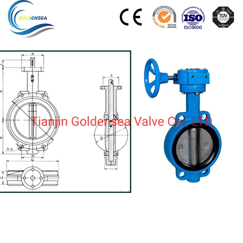 Prices List Manual Wafer Type Rubber Soft Seal with Signal Flange Water Butterfly Valve