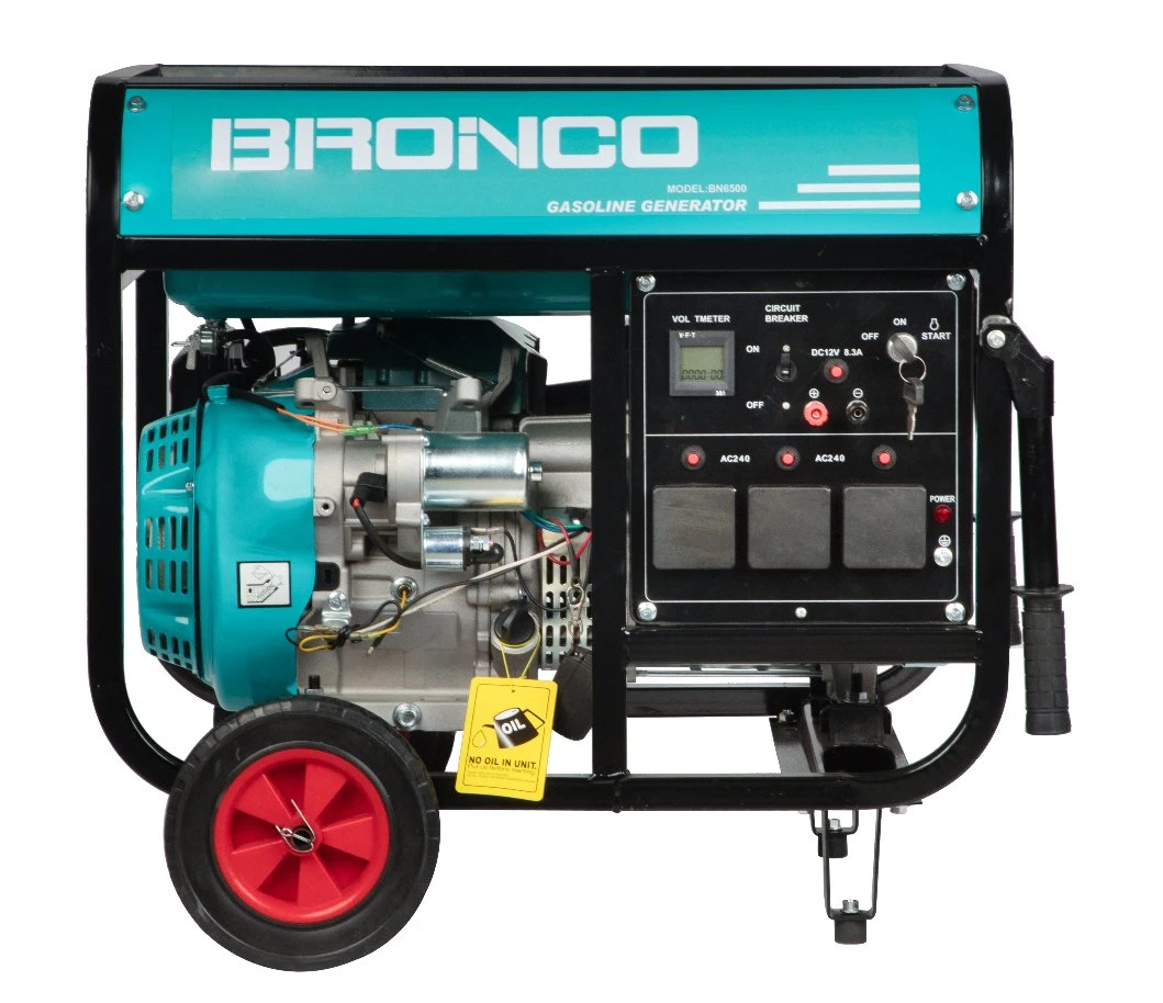 Bronco 5kVA/6kVA Key Start Generator Set by Gasoline/Petrol Generator Cooper Wire with Wheels and Handle New Design