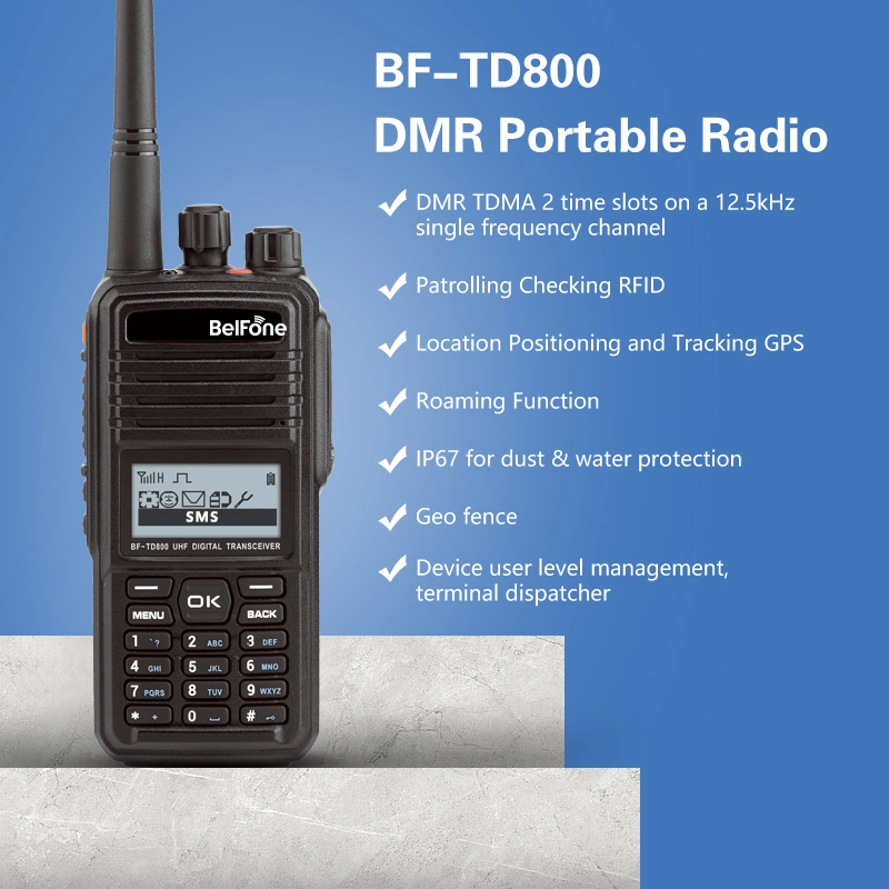 Bf- Td800 Rough and Compact Two Way Radio and with IP67 for Dust & Water Protection Walkie Talki Supporting Multi-Sites Roaming