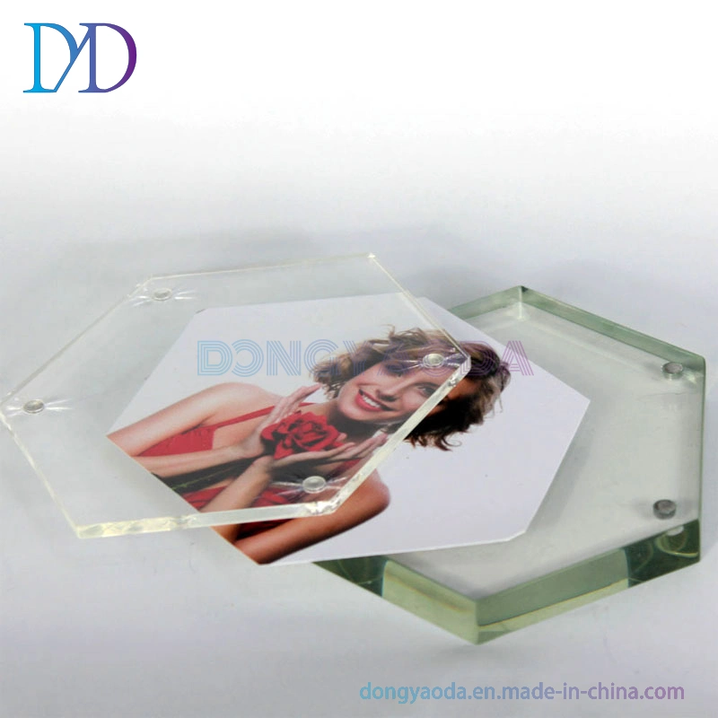 Personnalité créative personnalisée cadre photo en acrylique hexagonal diamant magnétique Table murale