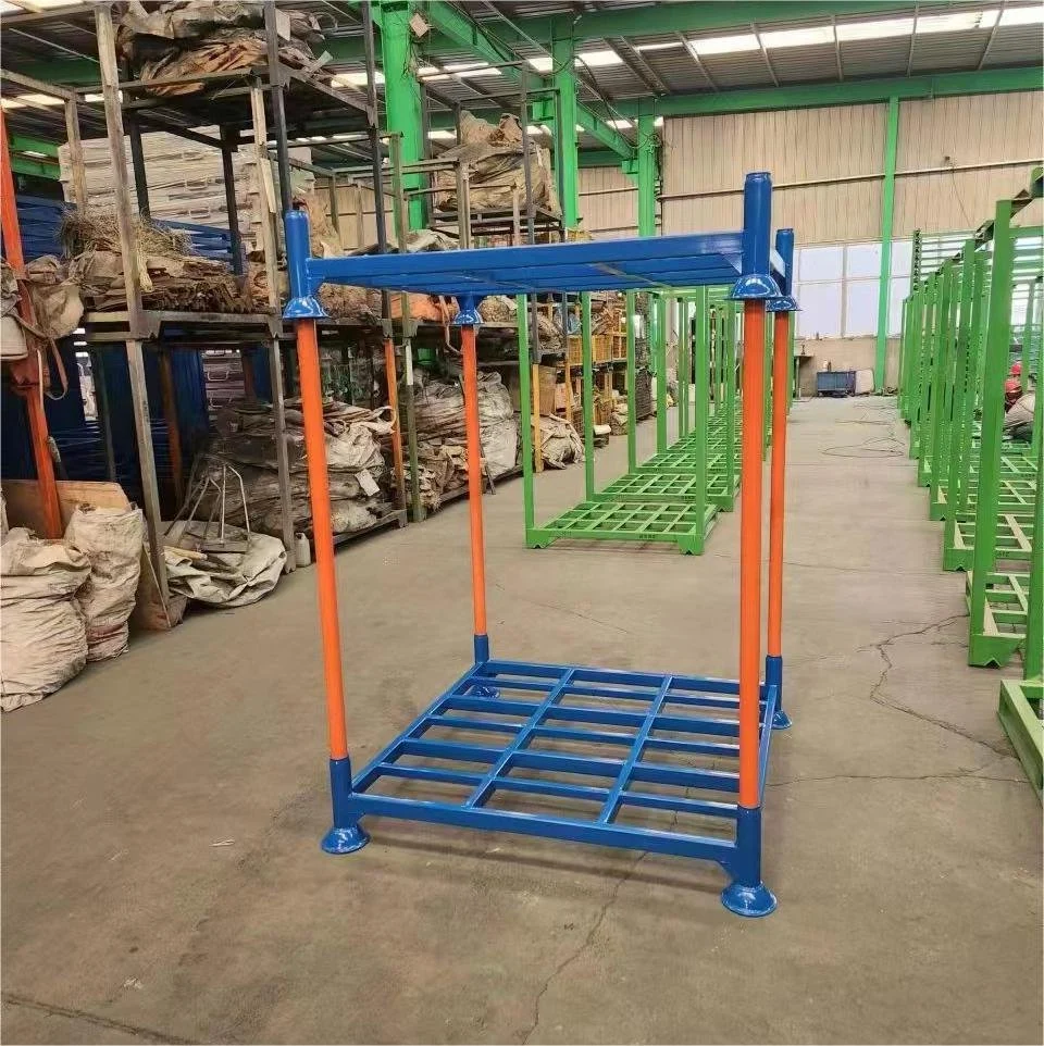 Heavy Duty Stacking Detachable Customized Four Post Support Transport Truck Steel Tire Pallet Manufacturers Rack