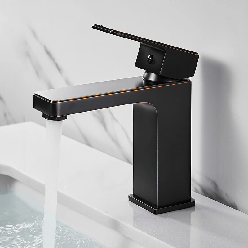 New Newly Designed Matte Black Bathroom Bibcock Square Basin Brass Bibcock