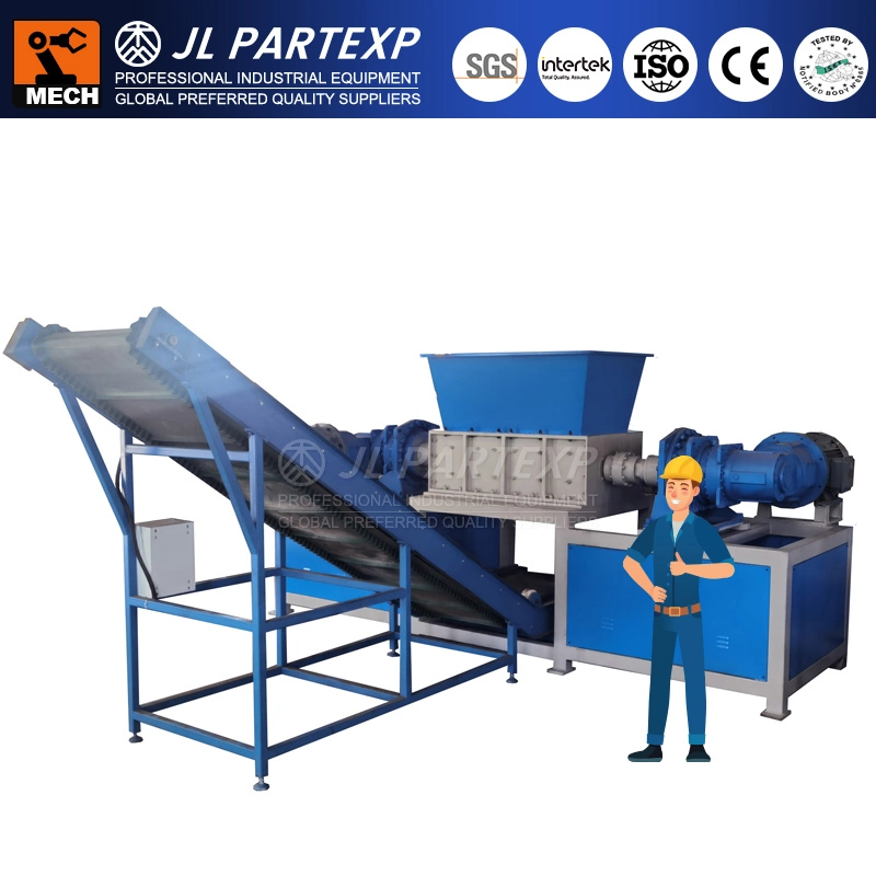 Waste Scrap Recycled Hard Rigid Plastic Cup/Drum/Straw/Trash Can/Pallet Crusher Shredder Automatic Recycling Production Line with Conveyer/Conveyor Belt