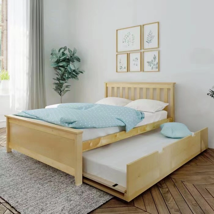 Best Selling Full Size Bed Furniture Natural Single Daybed Frame Twin Platform Trundle Bed