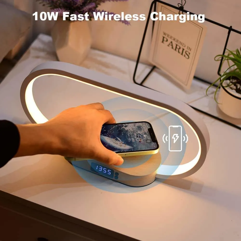 LED with 10W Wireless Charger Touch USB Port Stepless Dimming Lamp