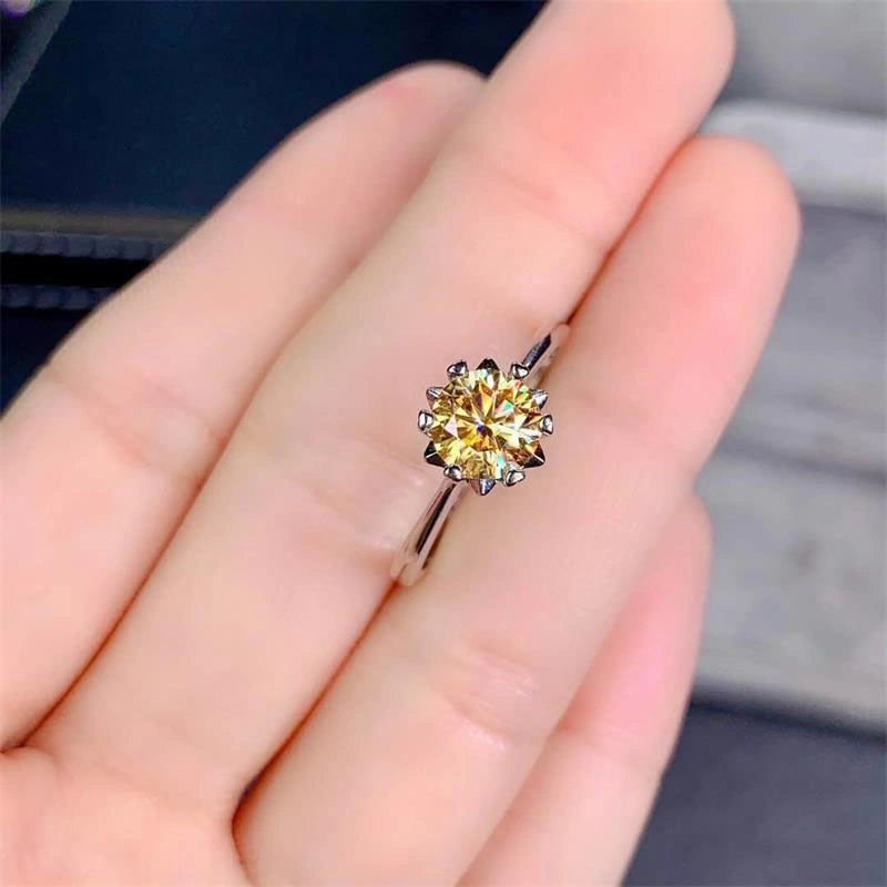 2 quilate Golden Zircon Citrine anillo abierto para la Mujer