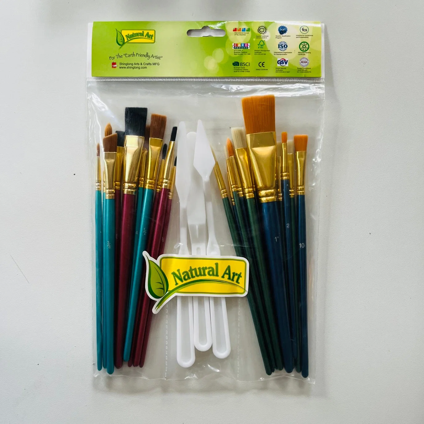 Brocha artesanal Starter Kit 25pcs surtido de tamaños, Asa de plástico y mango de madera palo