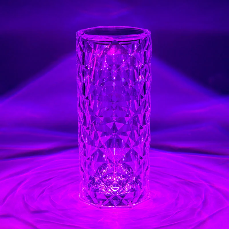 Candeeiro de mesa LED portátil recarregável Hot Sale com controlo remoto Candeeiro de mesa RGB Rose Crystal