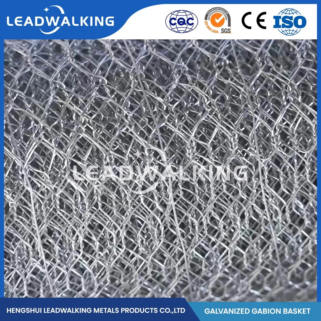 Leadwalking 100X150mm Mesh Metal Hexagonal Gabion Stone Cage Factory Civil Engineering Galvanized Wovean Gabion China Woven Galvanized Hexagonal Gabion