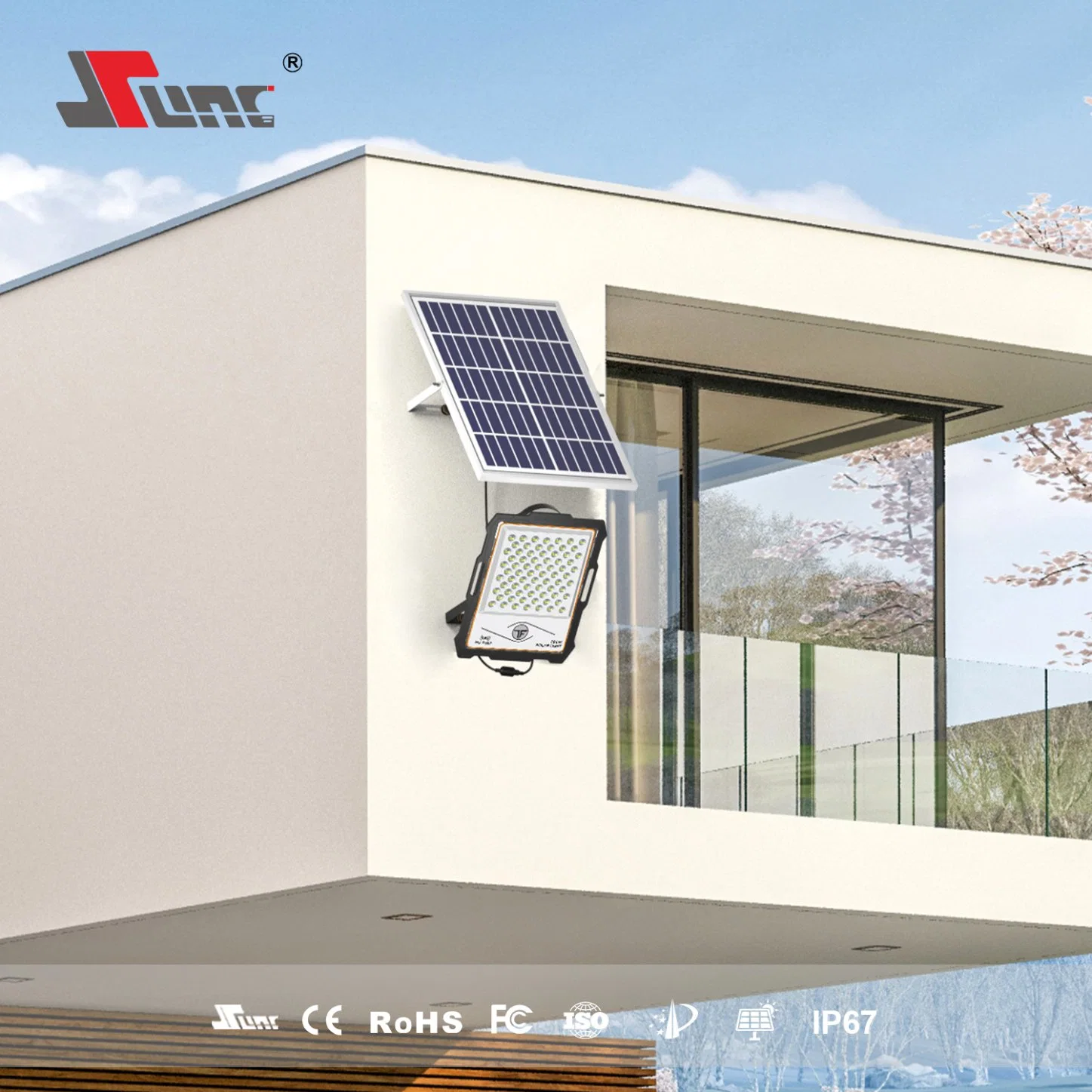 600W Hochleistungs-Lithium-Batterie Solar-Flutlicht mit Panel