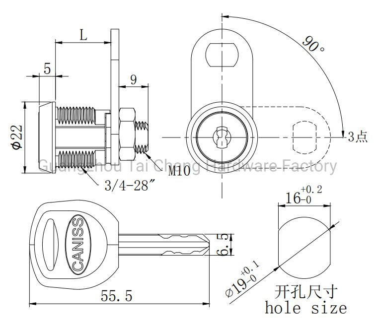 Security Manufacturer Tooling Box Money Box Lock Cylinder with Keys