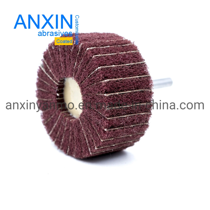 Non Woven Sand Cloth Flap Wheel Mounted Interleaf Abrasive Wheel with Shank for Stainless Steel