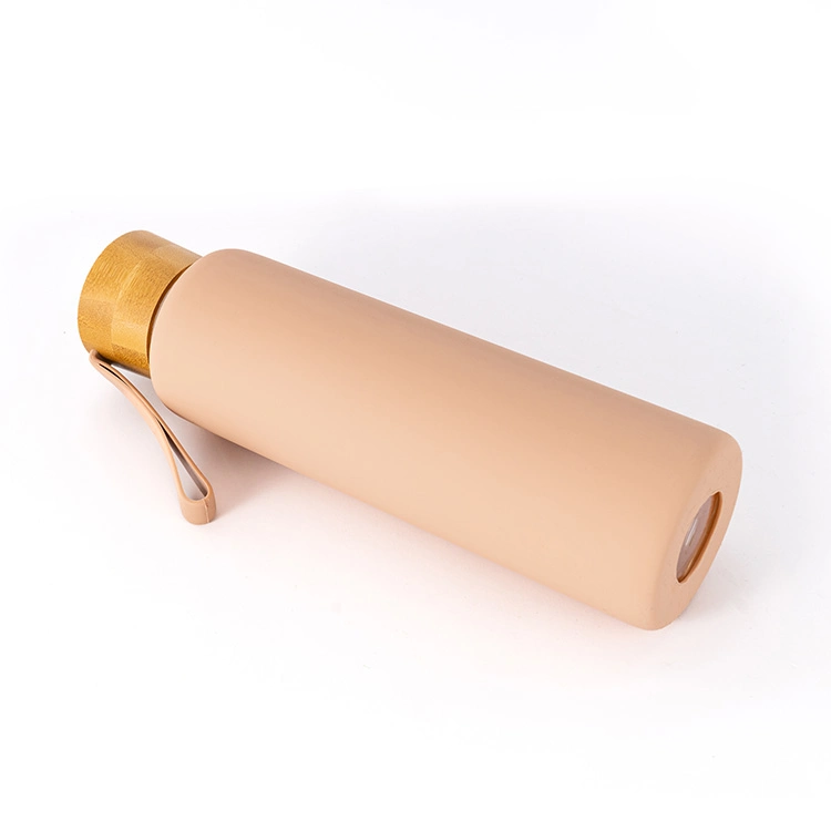 OEM ODM Bamboo Lid Glass Water Bottle with Silicone Sleeve