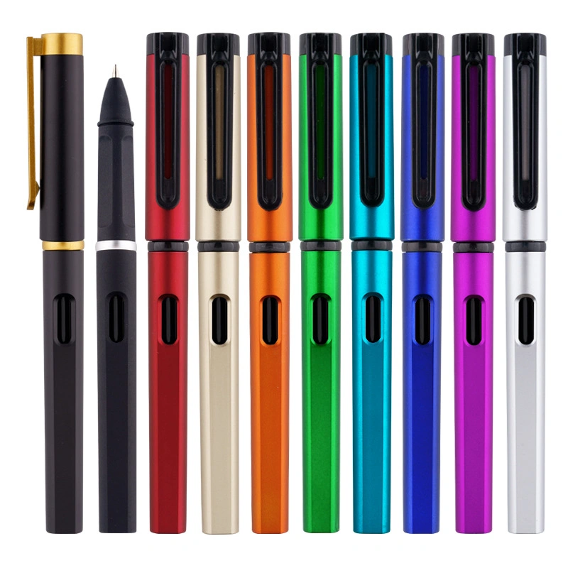 Metallic Barrel Gel Ink Pens, Black Ink 0.5mm Fine Point Tip Pen with a Holed Barrel Wholesale/Supplier Stationery