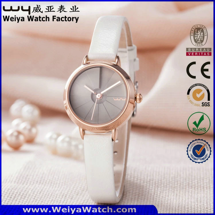 Correa de cuero casual señoras reloj de cuarzo de moda (Wy-133D)