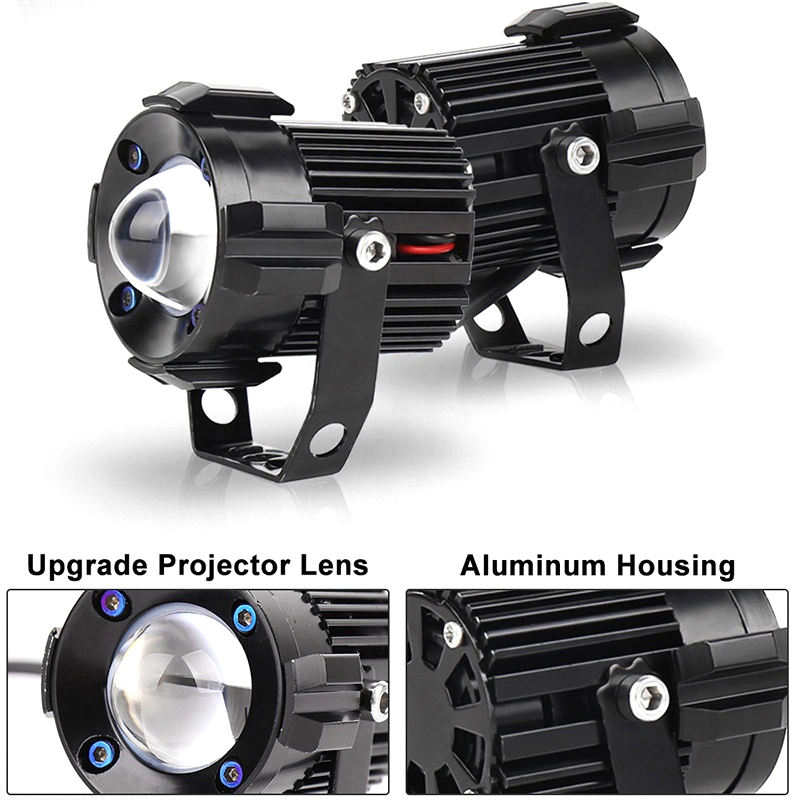 Motorcycle LED Headlamp Mini Driving Work Light Dual Color Motorbike Lighting