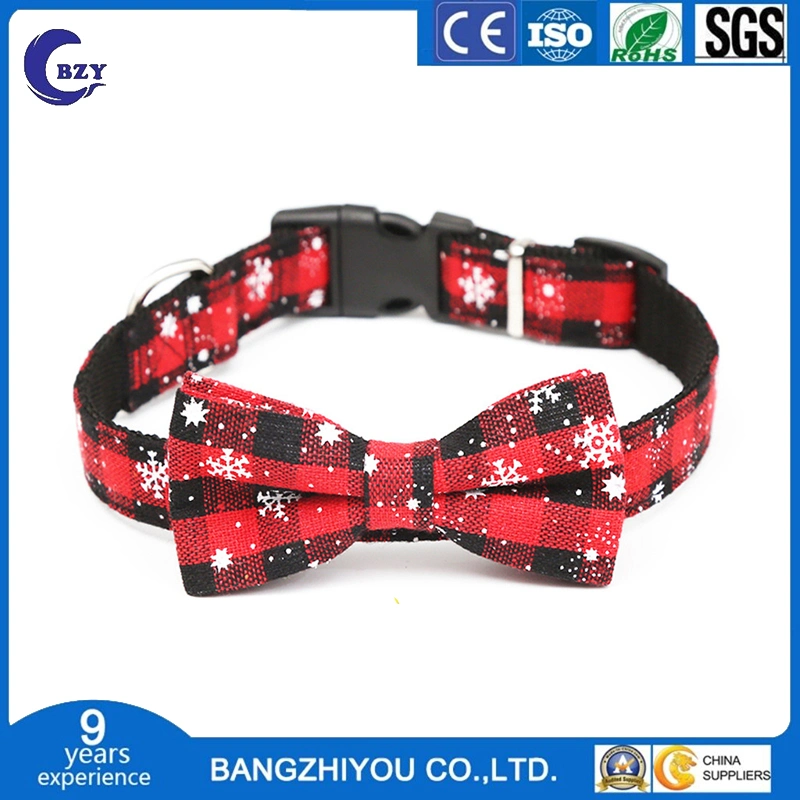 Collar de Pet Gato y Perro Navidad copo de nieve Red cuello de lazo pequeño, mediano y grande cuello de perro