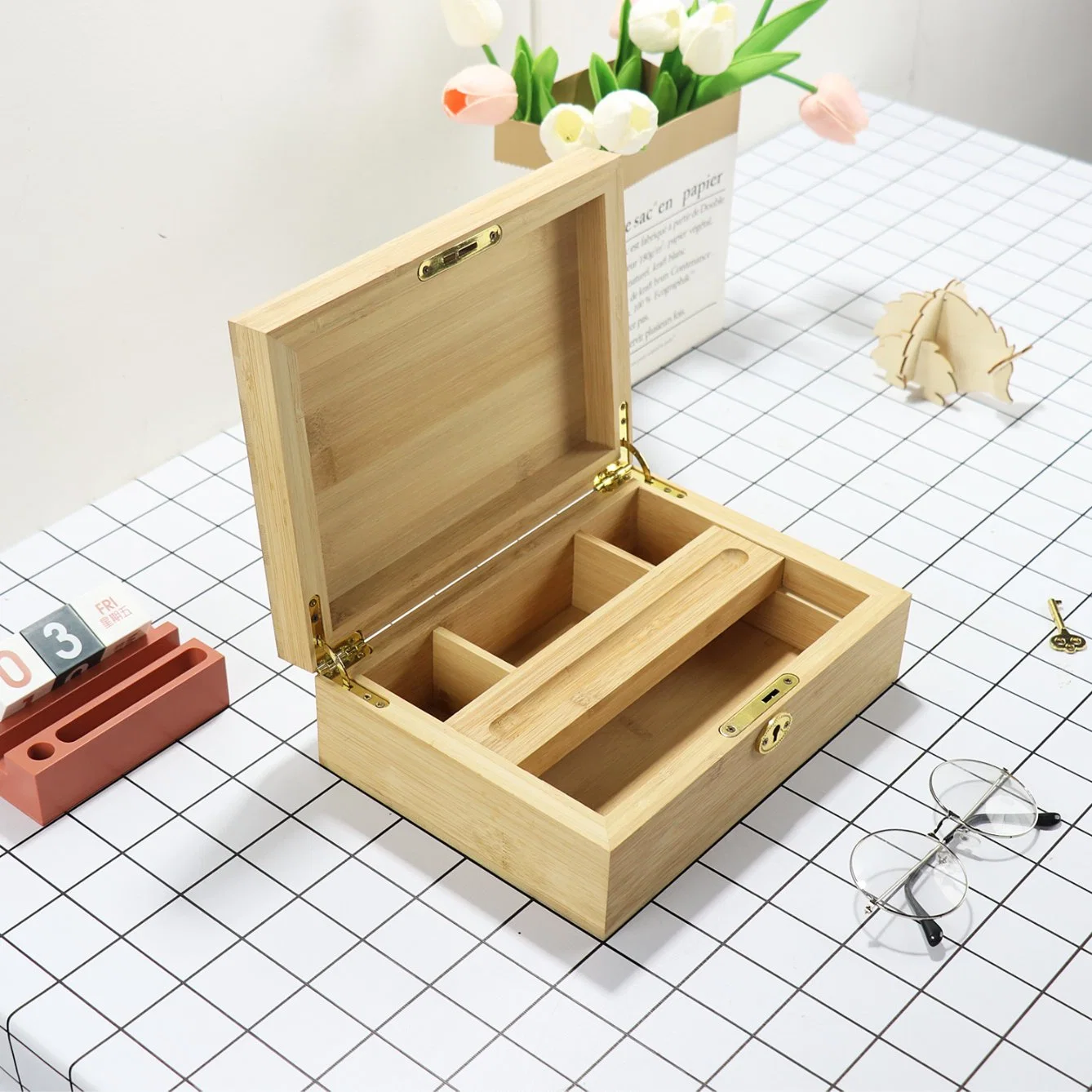 ODM OEM Wholesale Print Color Bamboo Wood Stash Box for Home