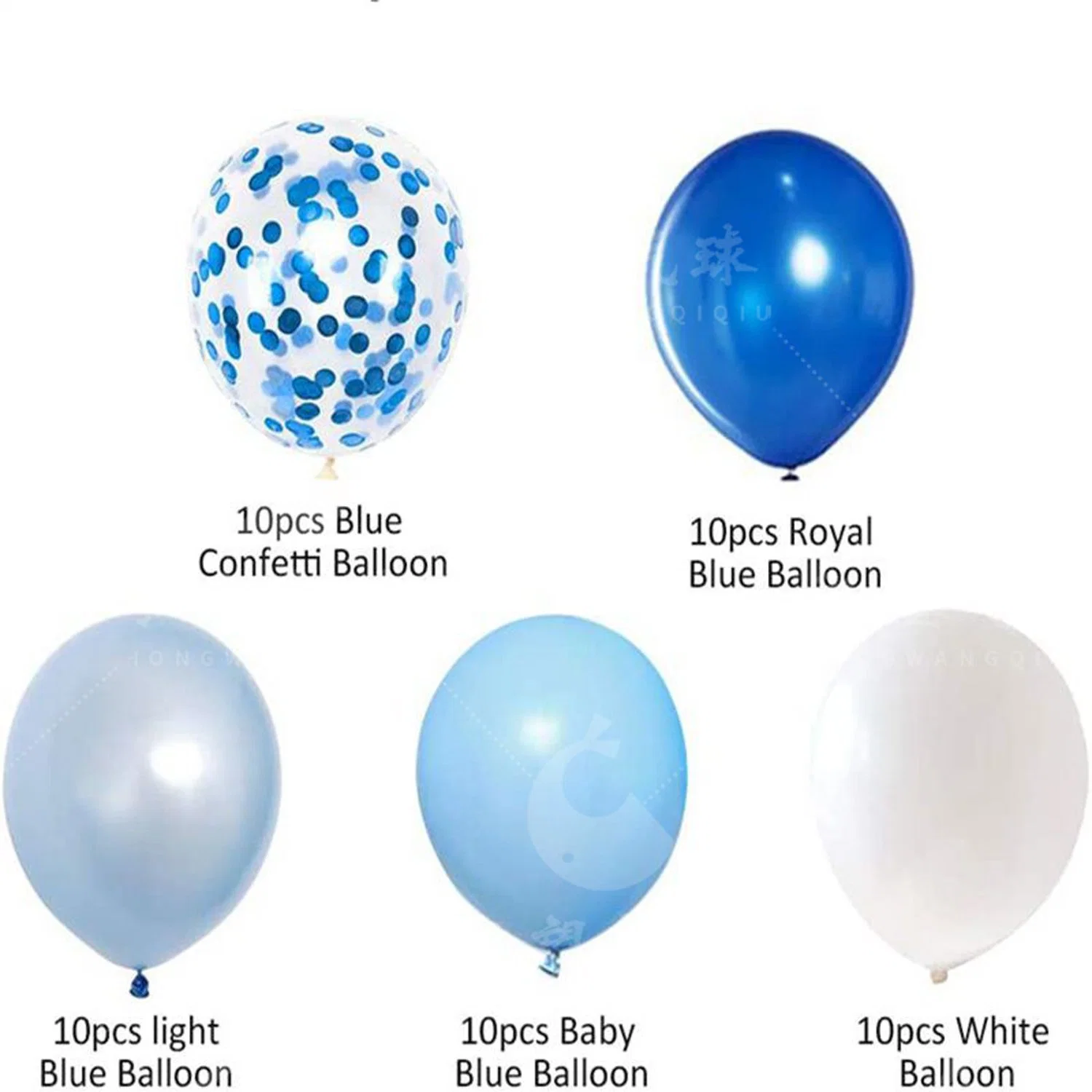 12 Inch Light Baby and White Party Blue Confetti Latex Balloons for Birthday Wedding Party Decoration