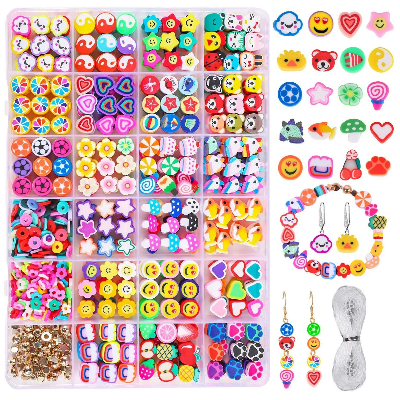 Polymer Clay Beads for DIY Bracelet Necklace Earring Jewelry Making Kit Children