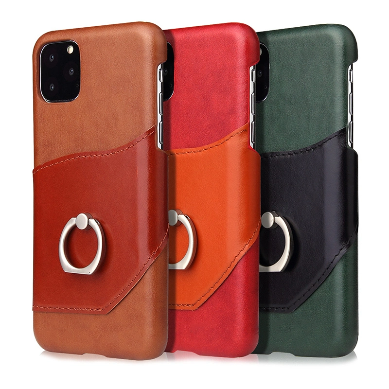 Hot Selling Wholesale/Supplier Price Genuine Leather Mobile Phone Cases iPhone11 Cases with Metal Ring