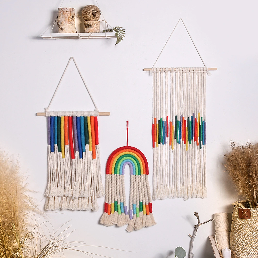 Handmade Rainbow Tassel Wall Hanging Christmas Decor Bohemian