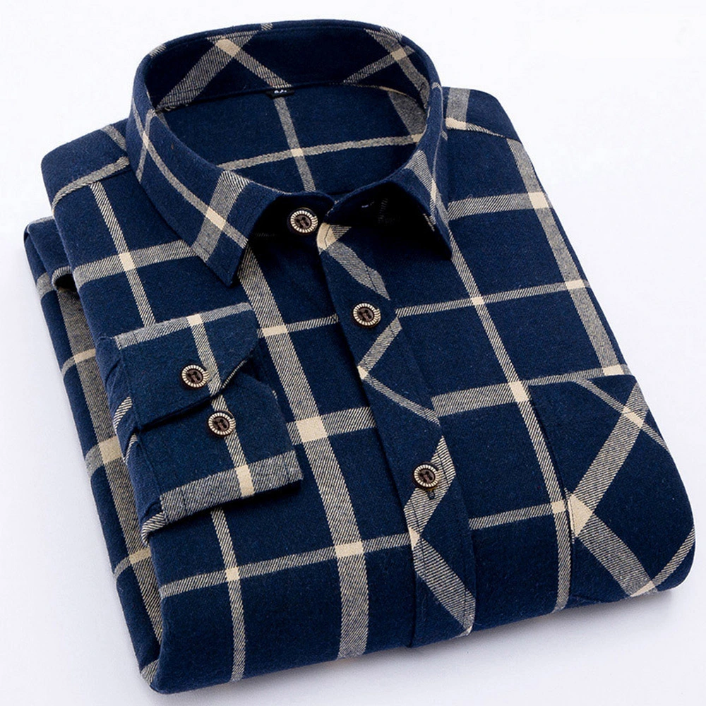 Multiple Colors Stock Flannel Shirts Mens Checked Cotton Wool